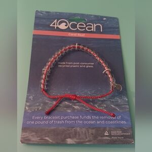 4Ocean CORAL REEF Coral Color with Clear Beads Adjustable Bracelet